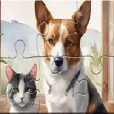 Jigsaw Puzzle: Oil Painting Dog And Cat